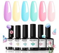 Modelones Gel Nail Polish Set, 6 Colors Pastel Gel Polish Pink Blue Purple Yellow Green Nail Polish Summer Nail Varnish Kit Soak Off Nail Art Manicure DIY Salon for Women