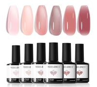 Modelones Gel Nail Polish Set, 6 Colors Pink Jelly Gel Polish Nude Milky Brown Gel Nail Polish Set Soak Off Neutral Nail Gel Nail Art DIY Manicure Salon and Home for Women