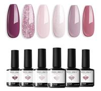 Modelones Gel Nail Polish Set, 6 Colors Spring Pink Gel Polish Nude White Gel Nail Polish Set Soak Off Pastel Nail Gel Nail Art DIY Manicure Salon and Home for Women