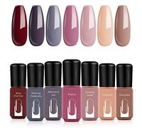 Modelones Gel Nail Polish Set, Brown Pink Nude Gray 7 Colors Soak off All Seasons Nail Polish Modern Nail Art Salon Birthday Mother's Day Gifts Nail Gel Manicure Set 6ML