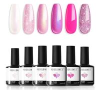 Modelones Gel Nail Polishes 6 Colors Glitter Pink Sparkle Gel Nail Polish Set Summer UV Gel Polishes Magnetic Gel Nail Polish DIY Nail Art Salon Home Gift for Women