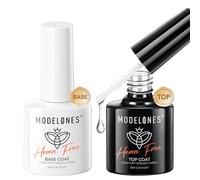 Modelones Gel Top Coat and Base Coat Set, 2Pcs 10ml No Wipe Top and Base Coat Set Glossy Shine Long Lasting for Gel Polish Soak Off Nail Lamp Nail Art Home Salon Manicure