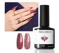 Modelones Glitter Gel Polish, 15 ML Sparkle Bright Red Shiny Holographic Soak Off LED Art Christmas Winter Manicure Salon DIY Gift for Women