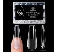 Modelones Long Coffin Nail Tips -510Pcs Nail Tips for Gel Extensions Pre-shaped Half Matte Full Cover Clear Acrylic Gel Kit False Press on Nails Manicure Salon DIY at Home 15 Sizes
