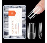 Modelones Medium Square Nail Tips -216Pcs Nail Tips for Gel Extensions Half Matte Full Cover Clear Acrylic Gel Kit False Press on Nails Manicure Salon DIY at Home 12 Sizes