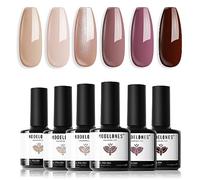 modelones Modelones Gel Nail Polish Set -6 Colors Nude Brown Gel Polish Set Skin Tones Neutral Pink Pearl Glitter Nail Polish Gel Soak Off Gel Nail Manicure DIY Nail Art Salon Home Gift