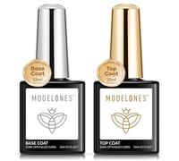 MODELONES Modelones Gel Nail Polish Top and Base Set, 2x15ml No Wipe Gel Top Coat and Base Coat Gel Polish Kit, No Wipe LED Soak Off Nail Art Manicure Starter Kit Gloss Shiny Long Lasting for 28 Days