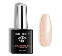 Modelones Nail Builder Gel, Gold Sparkle Glitter Builder for Nails, Hard Gel Nail Strengthener Extension Rhinestone False Nail Tips Glue Gel in a Bottle 15ML