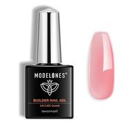 Modelones Nail Builder Gel, Jelly Pink Builder for Nails, Hard Gel Nail Strengthener Extension Rhinestone False Nail Tips Glue Gel in a Bottle 15ML