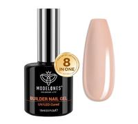 Modelones Nail Polish Builder Gel, 8-in-1 Neutral Nude Brown Hard Gel Builder Nail Strengthener Extension Gel Base False Nail Tips Glue Gel in a Bottle 15ML