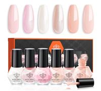 Modelones Nail Polish Set 6 Colors Neutral Nude Pink Nail Polish Skin Tones Collection Quick Dry Neutral Glitter Finger Nail Varnish Home Diy Manicure