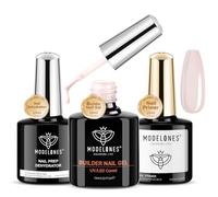 Modelones Pink Builder Gel with Nail Primer& Nail Dehydrator Set, Professional Nail Superior Bonding Primer Gel Builder for Nails, Hard Gel Strengthener Extension Builder Gel in a Bottle Gel Polish