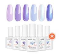 Modelones Purple Gel Nail Polish Set, 6 Colors White Blue Shimmer Violet Mermaid Gel Polish Cat Eye Glitter Nail Polish Soak Off Led Manicure Nail Art DIY Gifts