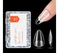 Modelones Short Almond Nail Tips, Pre-shaped Full Cover Fake-Nails Soft Gel Acrylic-Nail Tips False-nail Kit 216PCS 12Sizes