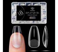 Modelones Short Coffin Nail Tips -510Pcs Nail Tips for Gel Extensions Pre-shaped Half Matte Full Cover Clear Acrylic Gel Kit False Press on Nails Manicure Salon DIY at Home 15 Sizes