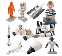 Models Set - 10pcs Astronaut Figures Satellite Rocket Telescope, Detailed Outer Space Model Toys, Durable Space Figures | Educational Spaces Toys for Kids Children Play Learning Gift