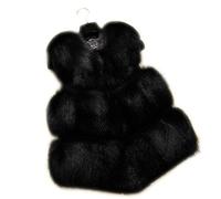Modelshow Women's Plus Imitation Faux Fur Splice Pu Fur Vest Large Size Short Rabbit Vest Waistcoat MAGA Coat Jacket Outwear (XL, Black)