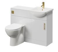 Modena Cento Single Door Vanity Unit Toilet Suite | Gloss White | MFC | 1050mm