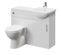 Modena Cento Single Door Vanity Unit Toilet Suite | Gloss White | MFC | 1050mm
