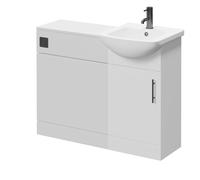 Modena Cento Single Door Vanity Unit Toilet Suite | Gloss White | MFC | 1050mm