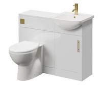 Modena Cento Single Door Vanity Unit Toilet Suite | Gloss White | MFC | 1050mm