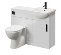 Modena Cento Single Door Vanity Unit Toilet Suite | Gloss White | MFC | 1050mm