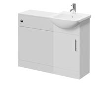 Modena Cento Single Door Vanity Unit Toilet Suite | Gloss White | MFC | 1050mm