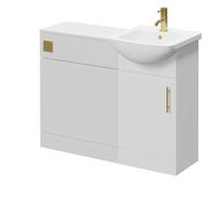Modena Cento Single Door Vanity Unit Toilet Suite | Gloss White | MFC | 1050mm