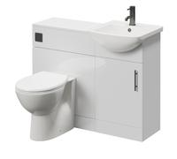 Modena Cento Single Door Vanity Unit Toilet Suite | Gloss White | MFC | 1050mm