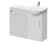Modena Cento Single Door Vanity Unit Toilet Suite | Gloss White | MFC | 1050mm