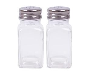 Modena Glass Salt Pepper Shaker Set with Metal Top