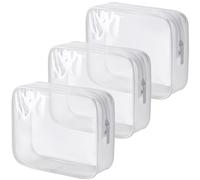 MODENGKONGJIAN TSA Approved Toiletry Bag, 3 Pcs Clear Toiletries Bags Quart Size Travel Makeup Cosmetic Bag for Women Men, Carry on Airport Airline Compliant Bag (Pearl White)