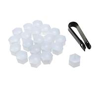 Modengzhe 20 Pcs Plastic Car Wheel Nut Lug Covers, 17mm Inner Hex Width Car Wheel Bolt Dust Cap with Removal Clip, White