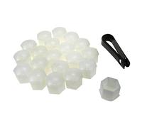 Modengzhe 20 Pcs Plastic Car Wheel Nut Lug Covers, 21mm Inner Hex Width Car Wheel Bolt Dust Cap with Removal Clip, White