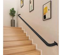 Modern 1-20ft Black Stair Railing, Wall-Mounted Handrail for Indoor Stairs, Includes Wrought Iron Brackets and Metal Screws (Size: 330cm)