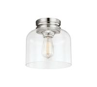 Modern 1 Bulb Flush Light For Low Ceilings - Polished Nickel Finish Led E27 60W
