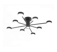 Modern 10-Lights Black Metal Ceiling Light Fixture Vintage Semi Flush Mount Ceiling Lamp with Round Glass Shade for Living Room-Black Tricolor Light Change 6-Lights (Black Tricolor Light Change 8