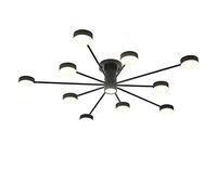 Modern 10-Lights Black Metal Ceiling Light Fixture Vintage Semi Flush Mount Ceiling Lamp with Round Glass Shade for Living Room-Black Tricolor Light Change 8-Lights (Black 10lights)