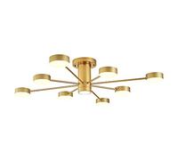 Modern 10-Lights Black Metal Ceiling Light Fixture Vintage Semi Flush Mount Ceiling Lamp with Round Glass Shade for Living Room-Black Tricolor Light Change 6-Lights (d Tricolor Light 8lights)