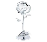 Modern 10th Anniversary Silver Plated Flower with Clear Swarovski Crystal Bead Happy Homewares Silver One Size