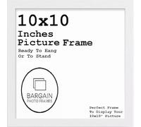 Modern 10x10 Inch Picture Frame In Multiple Colours 10x10 Inch Square Frames With Perspex Front & Wall Hanging Hook With Easel Back - Poster Frames 25.4 x 25.4 cm (White)
