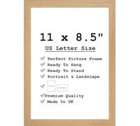 Modern 11 x 8.5 Frame with Safe Perspex Front & Wall Hanging Hooks - Use In 8.5x11 Frame - Photo Frame - Picture Frames 8.5x11 - US Letter Size Frames (27.9 x 21.5cm) (Oak)