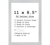 Modern 11 x 8.5 Frame with Safe Perspex Front & Wall Hanging Hooks - Use In 8.5x11 Frame - Photo Frame - Picture Frames 8.5x11 - US Letter Size Frames (27.9 x 21.5cm) (Silver)