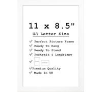 Modern 11 x 8.5 Frame with Safe Perspex Front & Wall Hanging Hooks - Use In 8.5x11 Frame - Photo Frame - Picture Frames 8.5x11 - US Letter Size Frames (27.9 x 21.5cm) (White)
