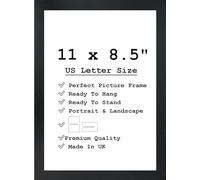 Modern 11 x 8.5 Frame with Safe Perspex Front & Wall Hanging Hooks - Use In 8.5x11 Frame - Photo Frame - Picture Frames 8.5x11 - US Letter Size Frames (27.9 x 21.5cm) (Black)