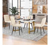 Modern 117cm Rectangular Dining Table Set with 4 Beige Velvet Chairs & Gold Legs - Elegant Kitchen Furniture for Stylish Home Décor and Dining Room Upgrade