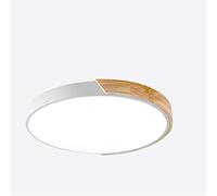 Modern 12 Inch LED Recessed Wood Ceiling Light 2400LM 6500K Ultra Slim Round Fixture for Kitchen Bathroom Living Room Bedroom Hallway White Wood Finish