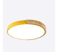 Modern 12 Inch LED Wood Recessed Ceiling Light 2400LM 6500K Ultra Slim Round Fixture for Kitchen Bathroom Living Room Bedroom Hallway Yellow Light