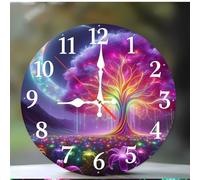 Modern 12 Inches Wall Clocks Silent Non-Ticking - Decorative Battery Operated wall clock with Large Bold Numerals - Easy to Read for Living Room, Kitchen, Office, School & Classroom(Fluorescent Tree)