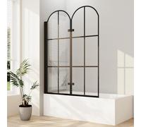 Modern 120x140cm Black Folding Bathtub Shower Divider - 6mm Tempered Glass, 2-Piece Partition Panel for Stylish Bathroom Upgrade and Shower Separation